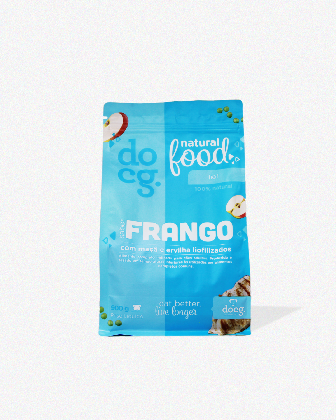 Pacote de alimentação natural liof sabor frango